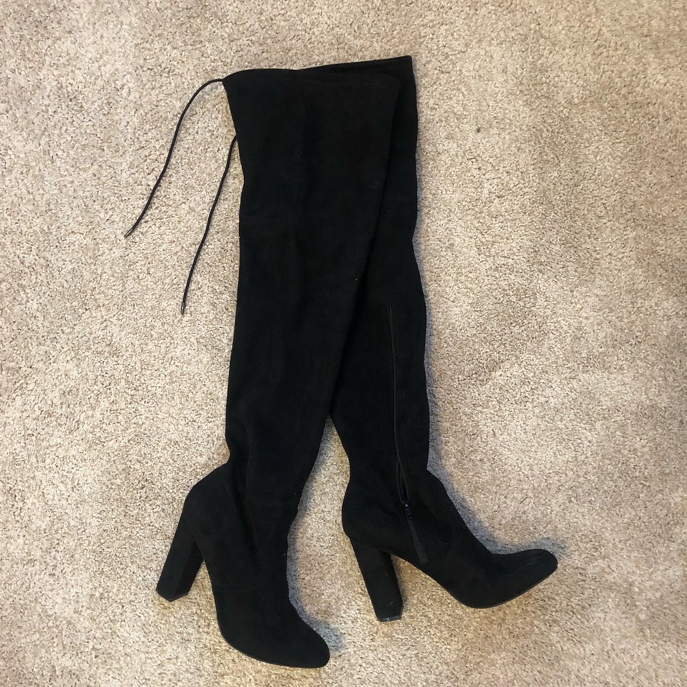 Over the Knee Heeled Boots Black